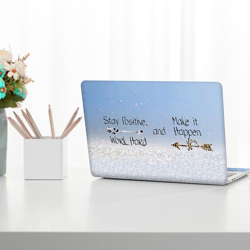 Lauspuck Laptop Skin Sticker Decal, 12" 13" 13.3" 14" 15" 15.4" 15.6 inch Personalized Universal Vinyl Notebook Skin Sticker Cover Art Protector Decal with Free 2 Wrist Pads, Stay Positive Blue - Image 2